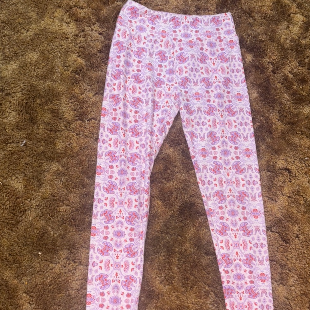 LuLaRoe Pink and Purple Floral Leggings